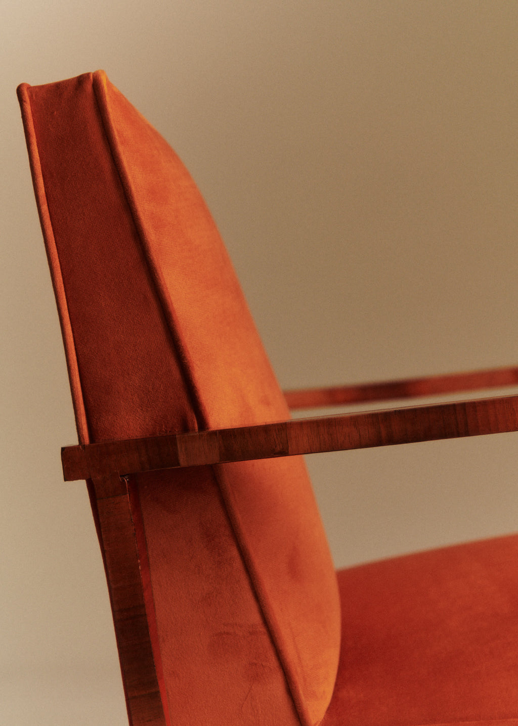 Fauteuil art déco vintage en alcanta - Orange