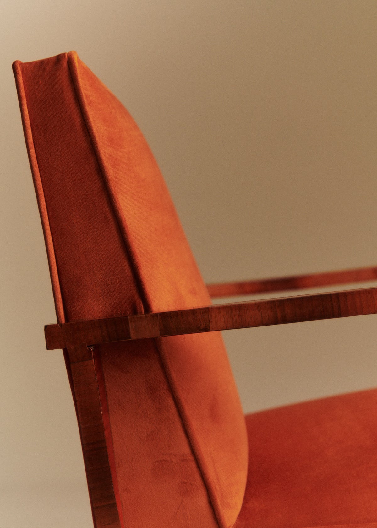 Fauteuil art déco vintage en alcanta - Orange