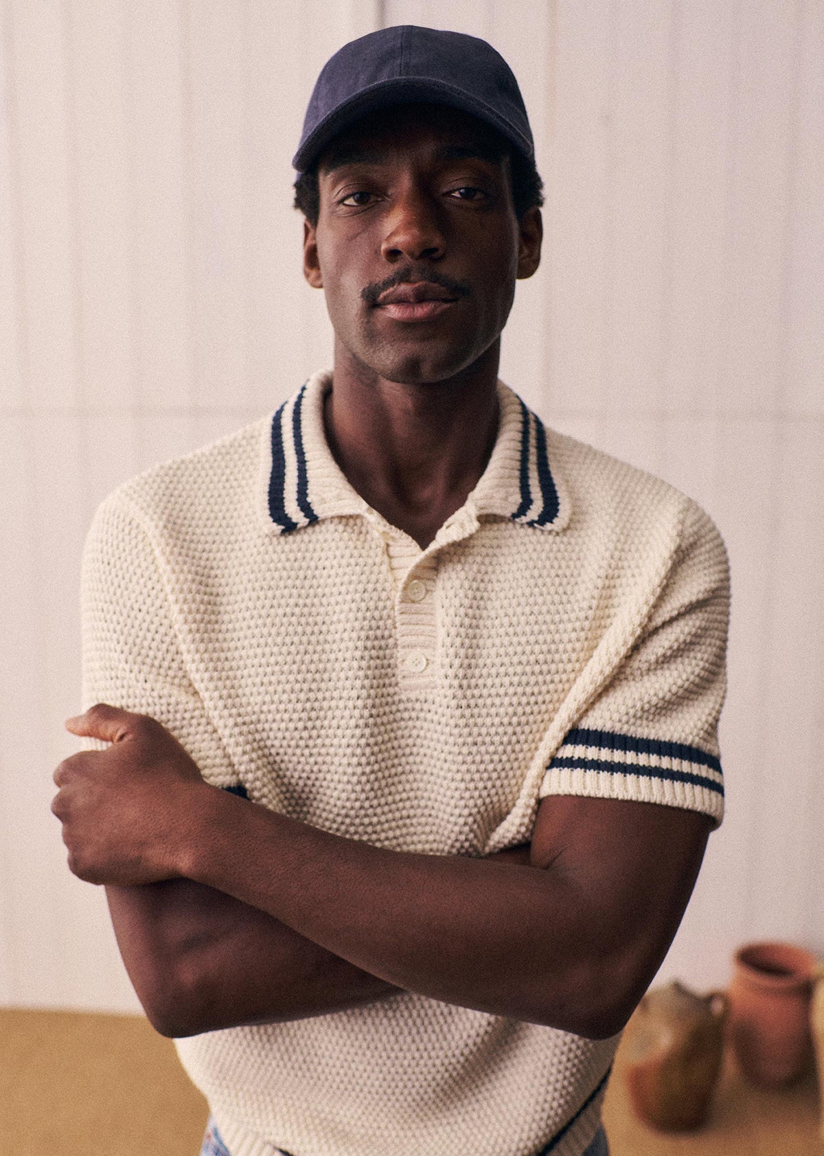 Polo Maille Aubin - Écru / Marine