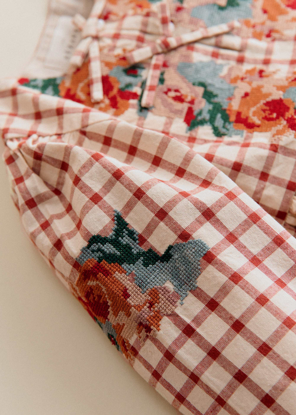 Robe Dakila - Sézane x SEA NY - Broderie Placée Terre Fond À Carreaux