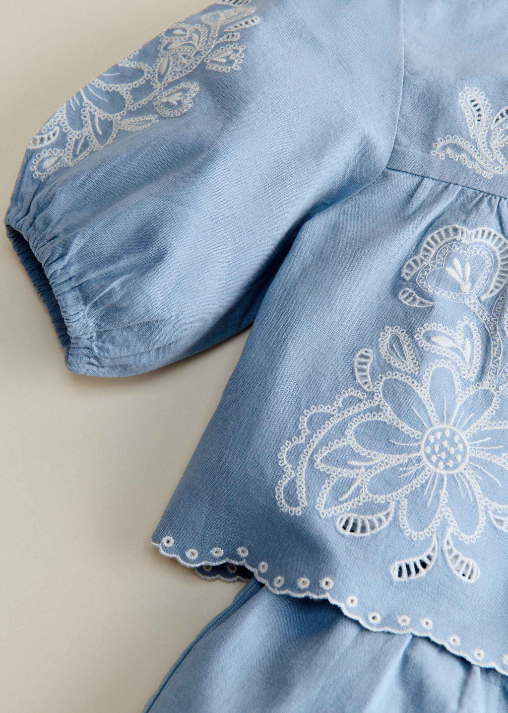 Blouse Noelia - Bleu Vintage / Broderie Aurélia