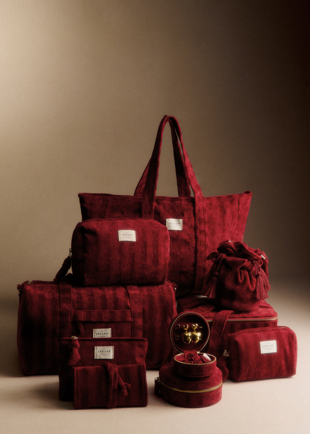 Cabas velours milleraie - Rouge
