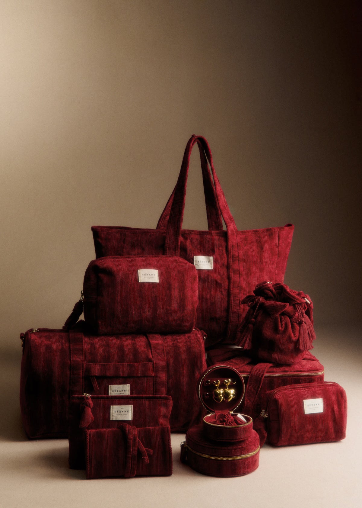 Cabas velours milleraie - Rouge