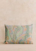 Coussin vintage velours bleu - Très grand modèle - Imprimé cachemire