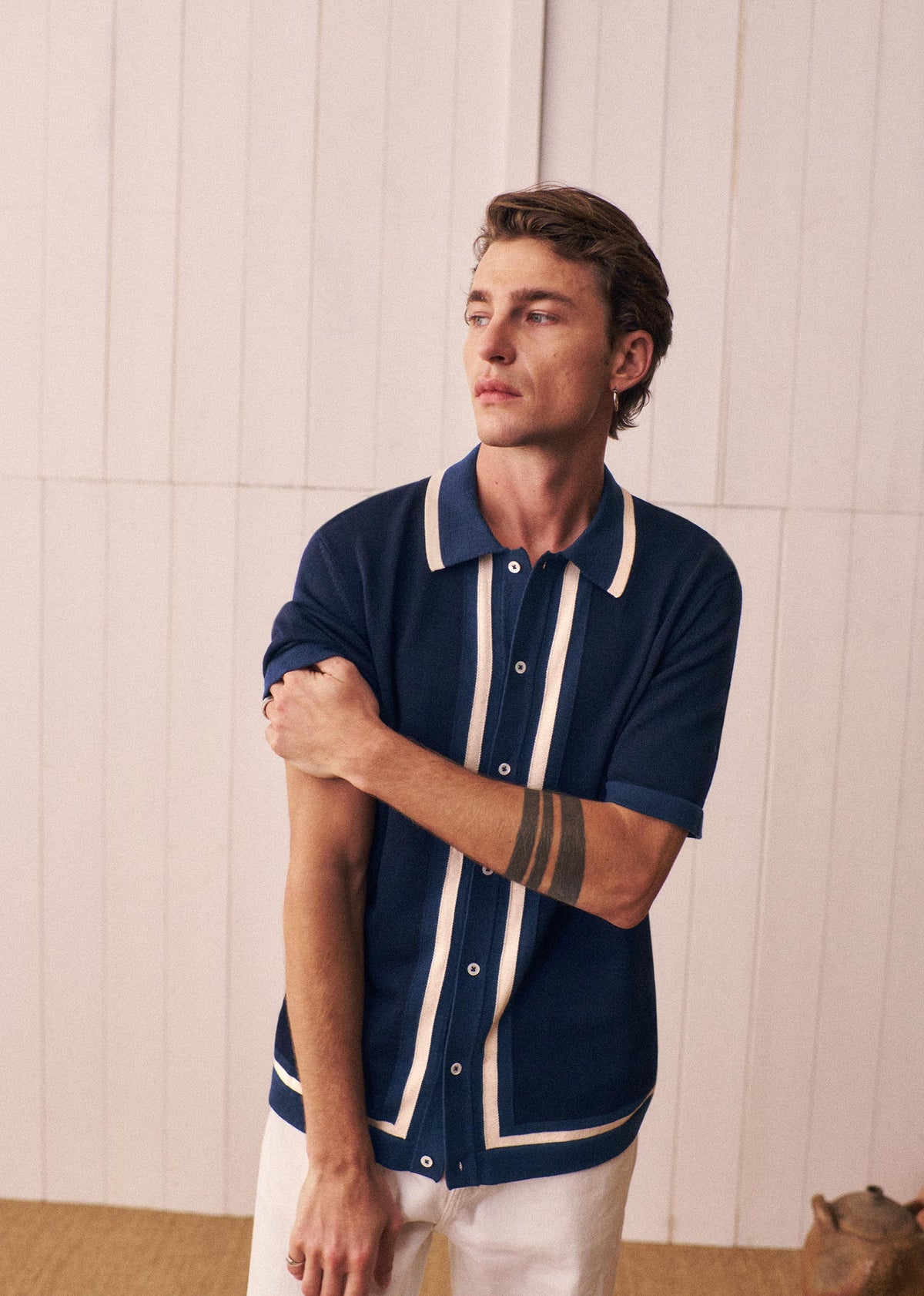 Chemise Maille Mateo - Marine / Ecru