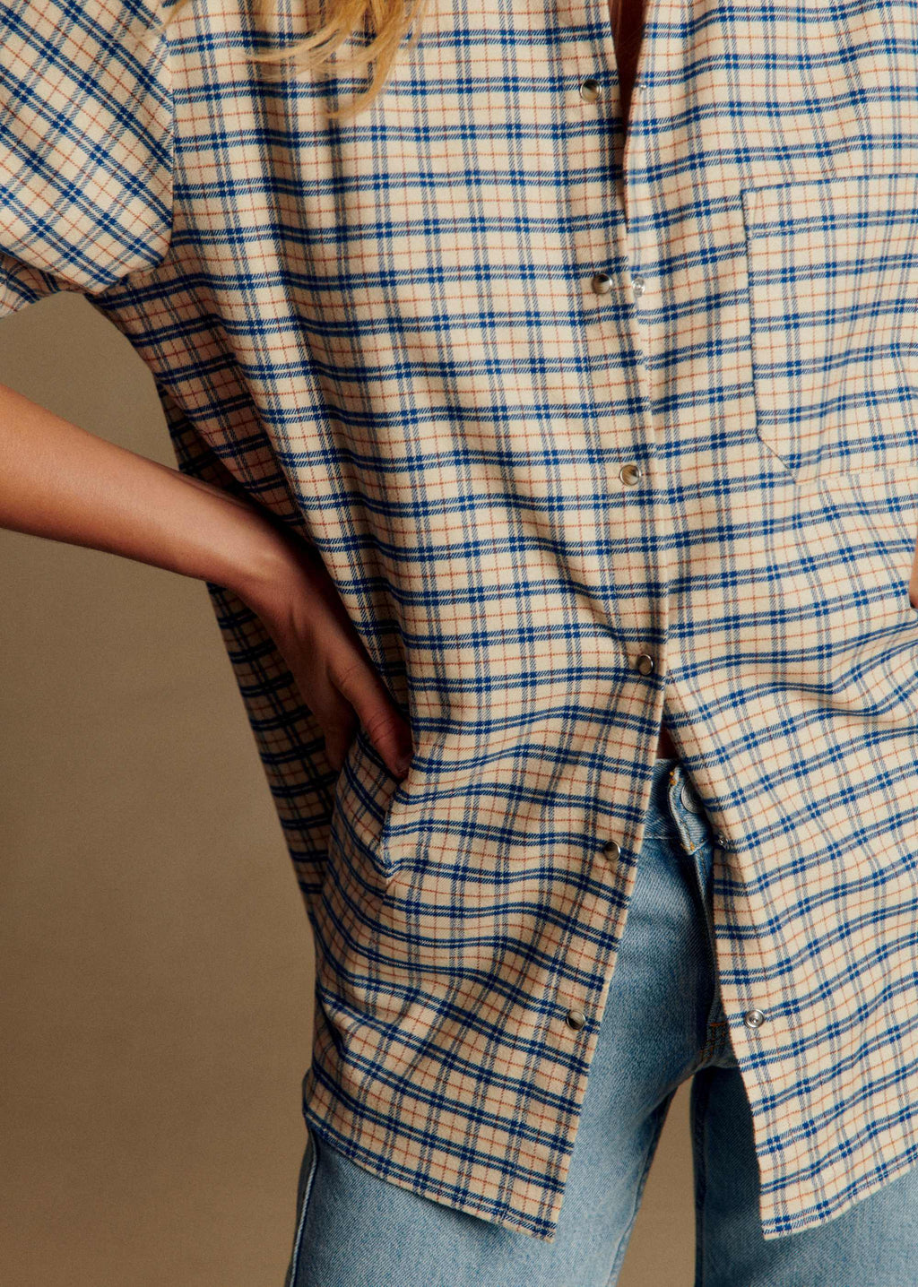 Chemise Max - Carreaux Ecru Bleu Rouge