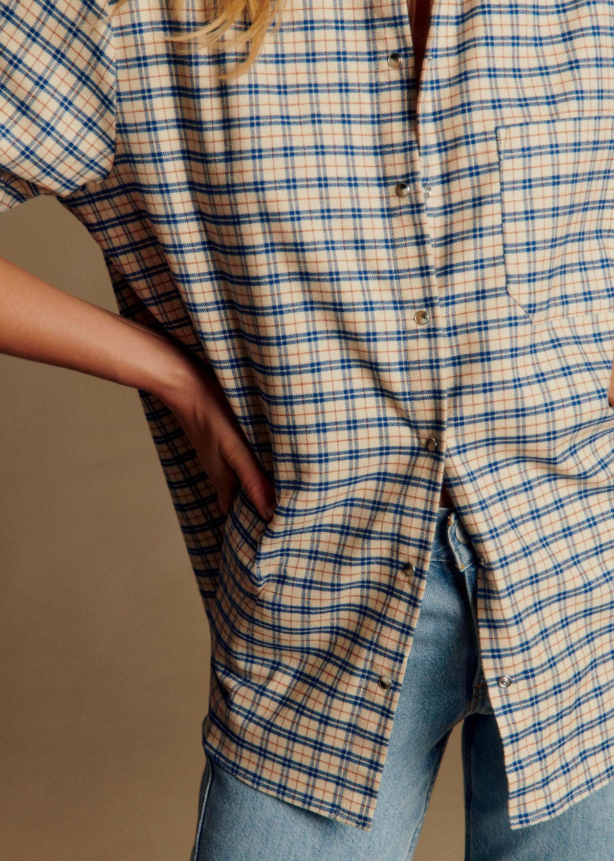 Chemise Max - Carreaux Ecru Bleu Rouge