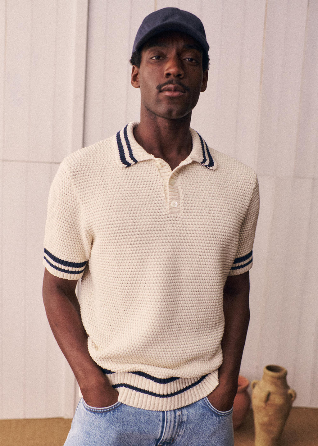 Polo Maille Aubin - Écru / Marine