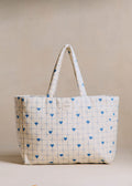 Cabas - Broderie Coeurs Bleu Vintage
