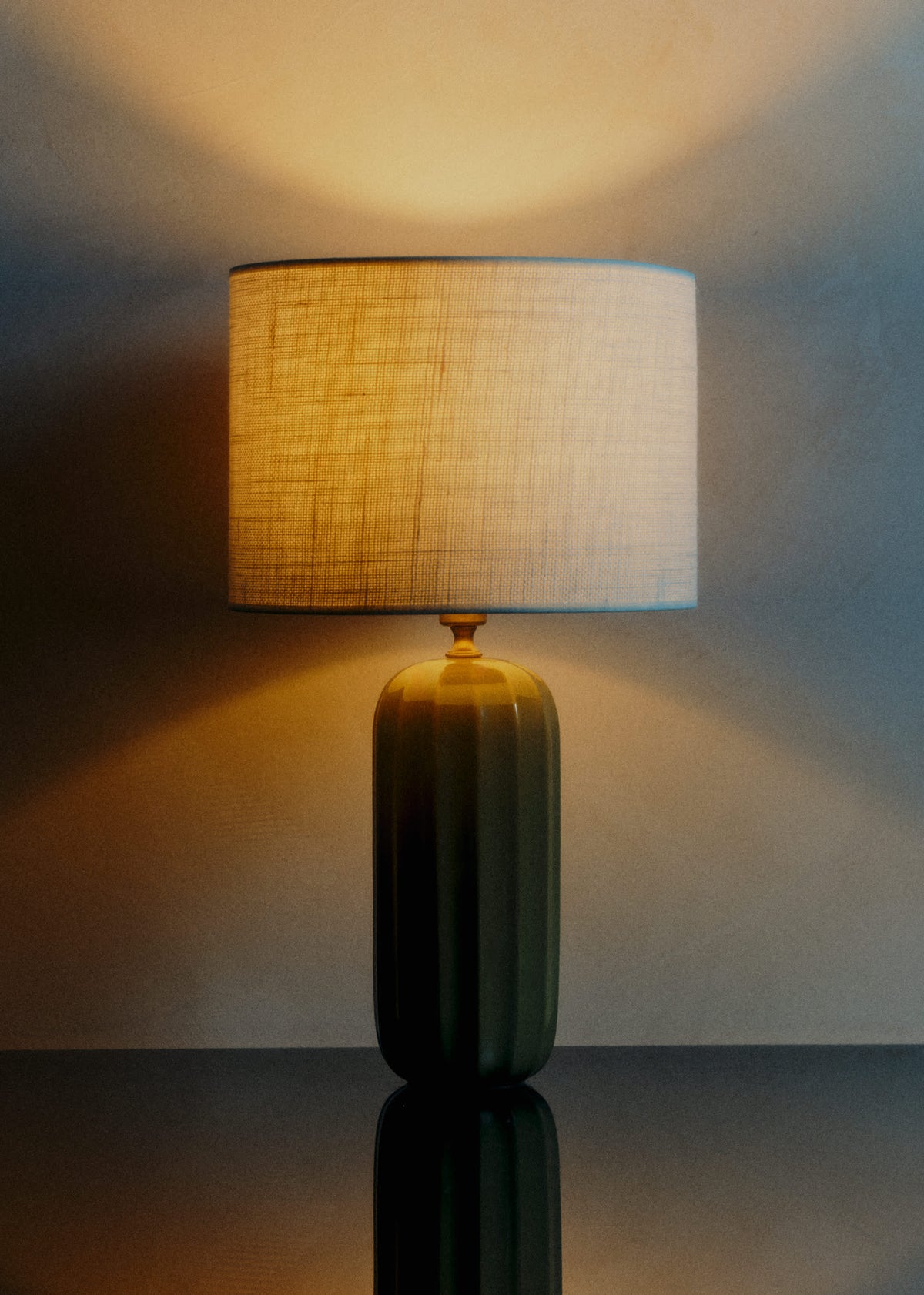 Lampe Traviata - Vert Olive - Abat-jour Dolce - Jute Écru