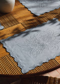 Sets de table brodés - Dimanche au Jardin - Bleu orage