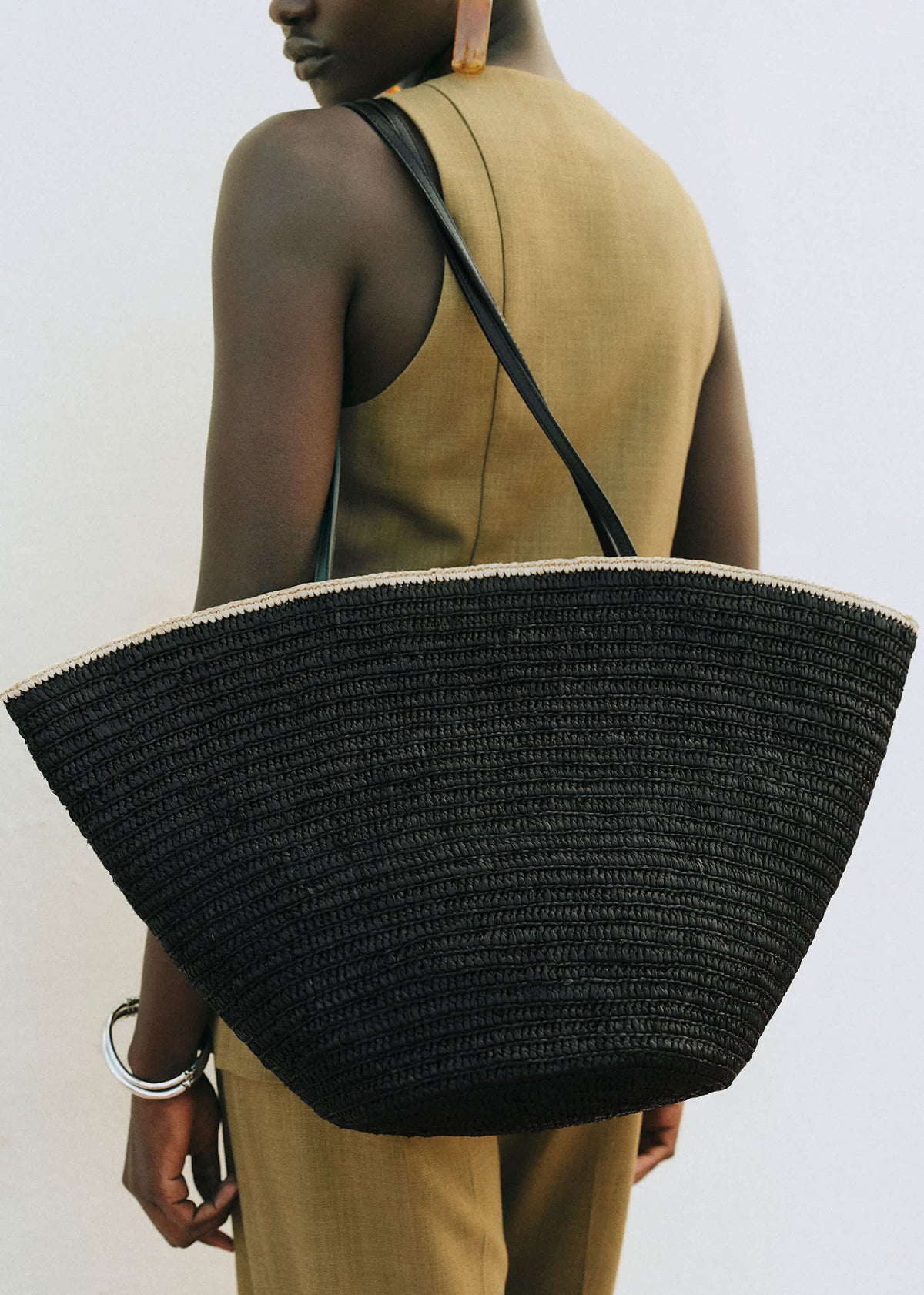Panier Maia - Raphia Noir Multi