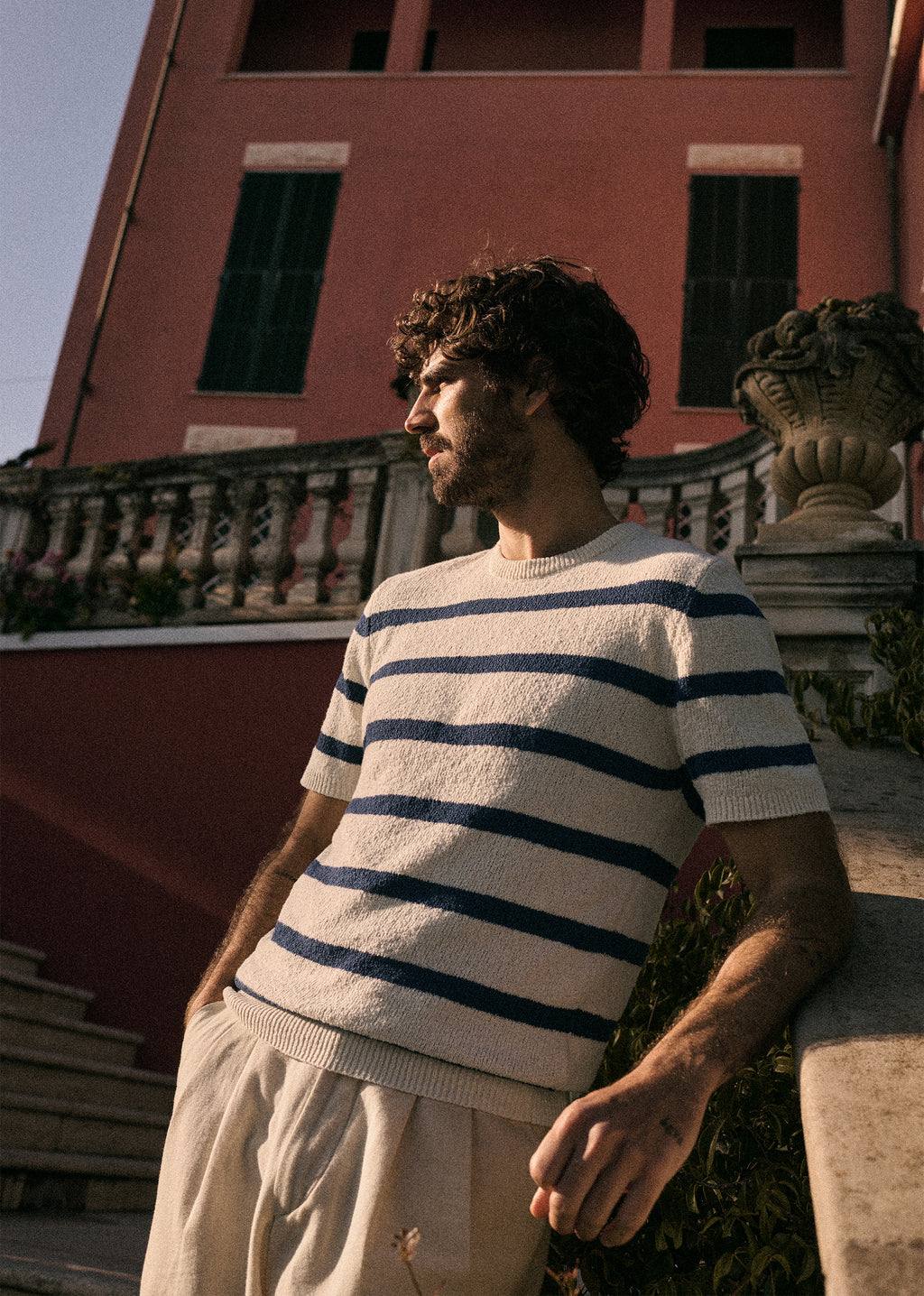 T-Shirt Maille Vardy - Écru / Bleu