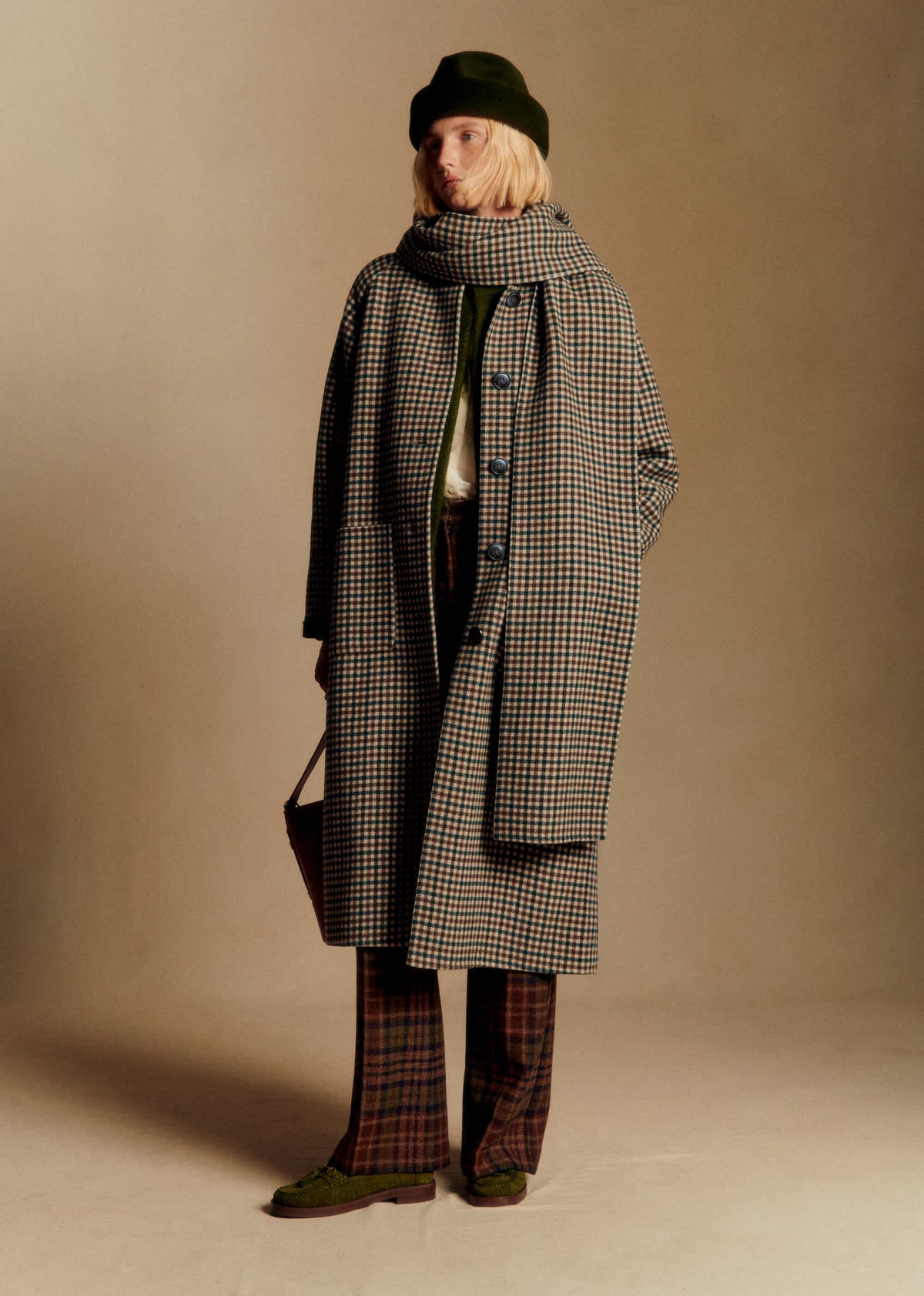 Manteau Kais - Carreaux Vert Marron