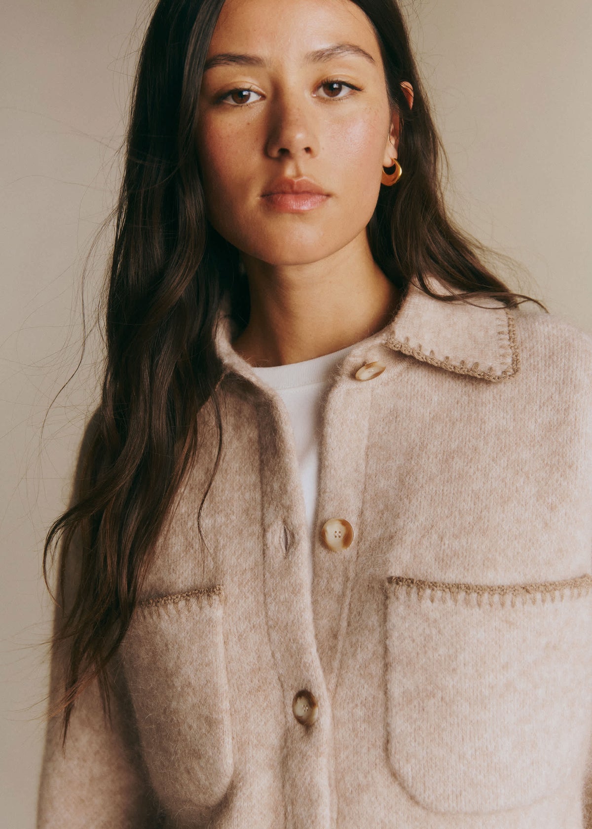 Veste Lucien - Beige Chiné Détails Taupe