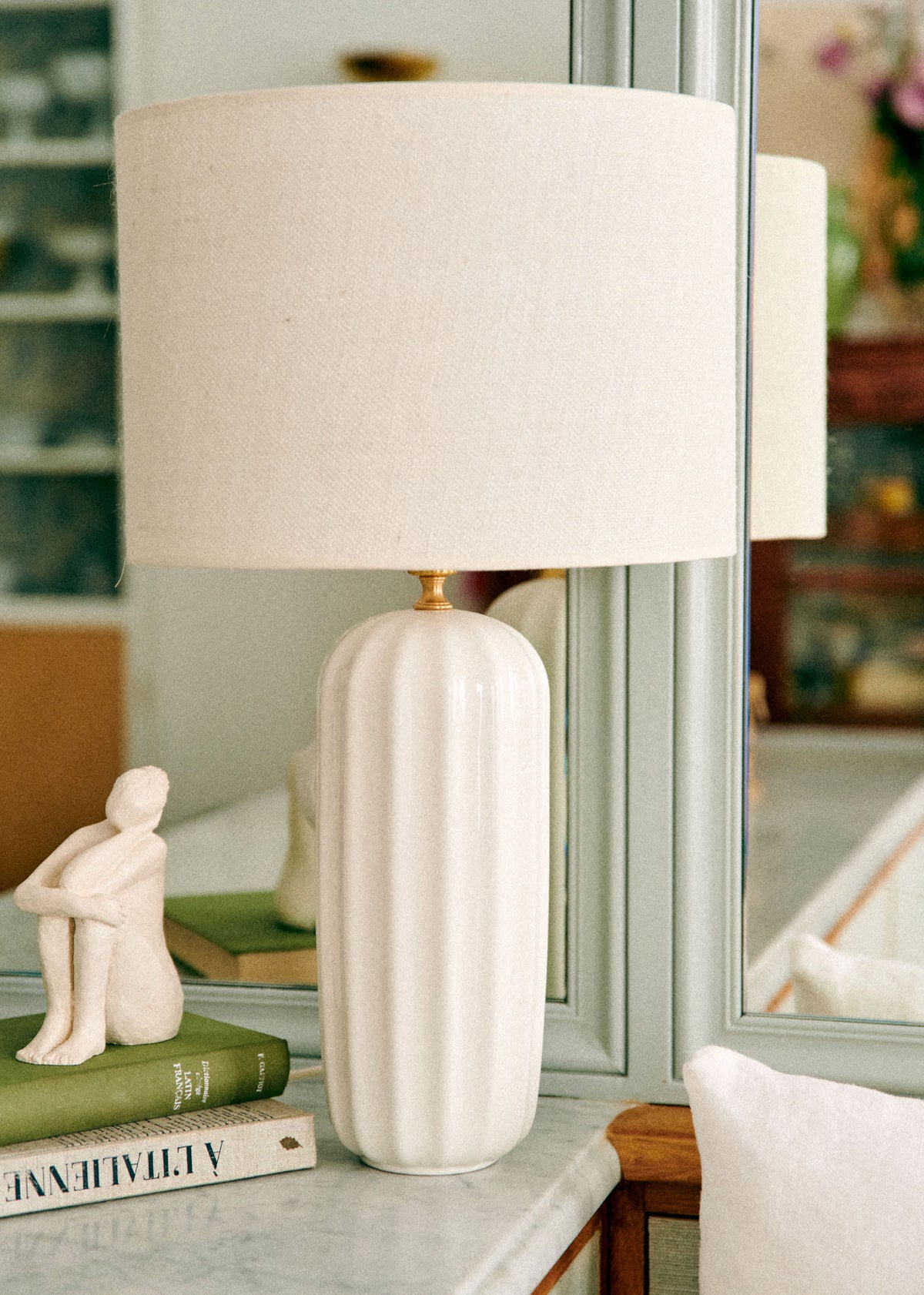 Lampe Traviata grand modèle - Ecru - Abat-jour Dolce - Jute Écru