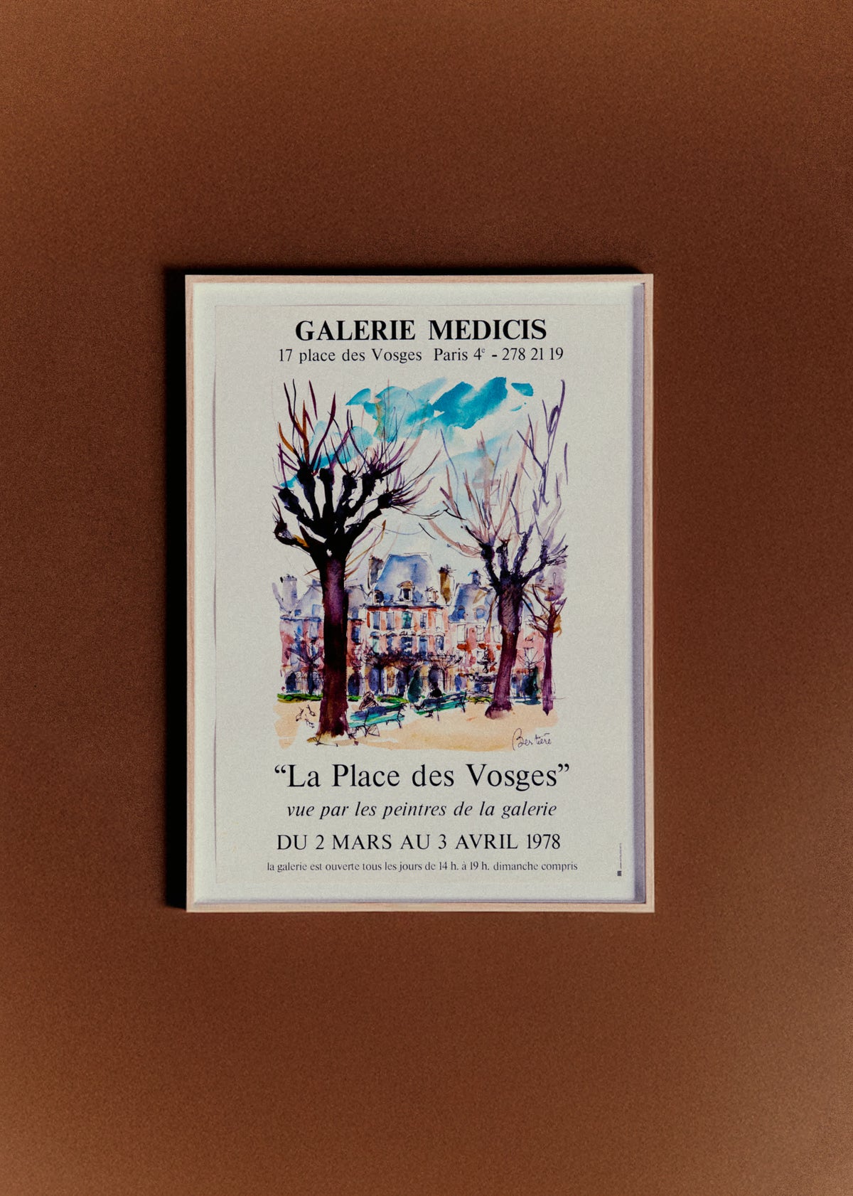 Affiche Galerie Medicis, La place des Vosges, 1978 - 55,5 x 75,5 cm