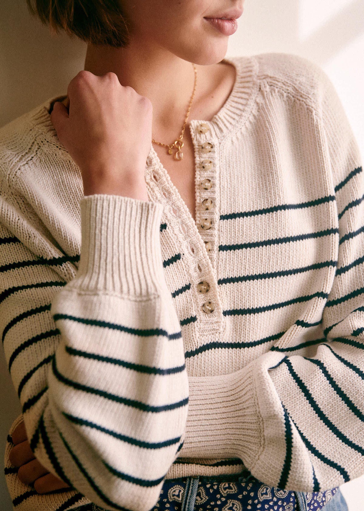 Pull Léontine - Ecru / Marine