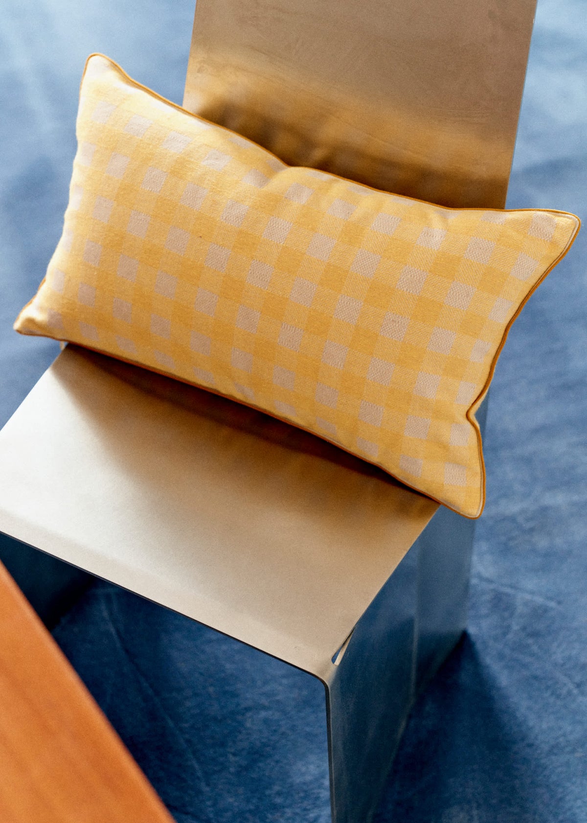 Coussin Tissé Vichy - Petit modèle - Jaune