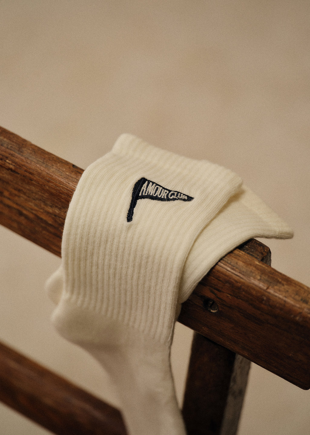 Chaussettes Fanion Amour Club - Écru