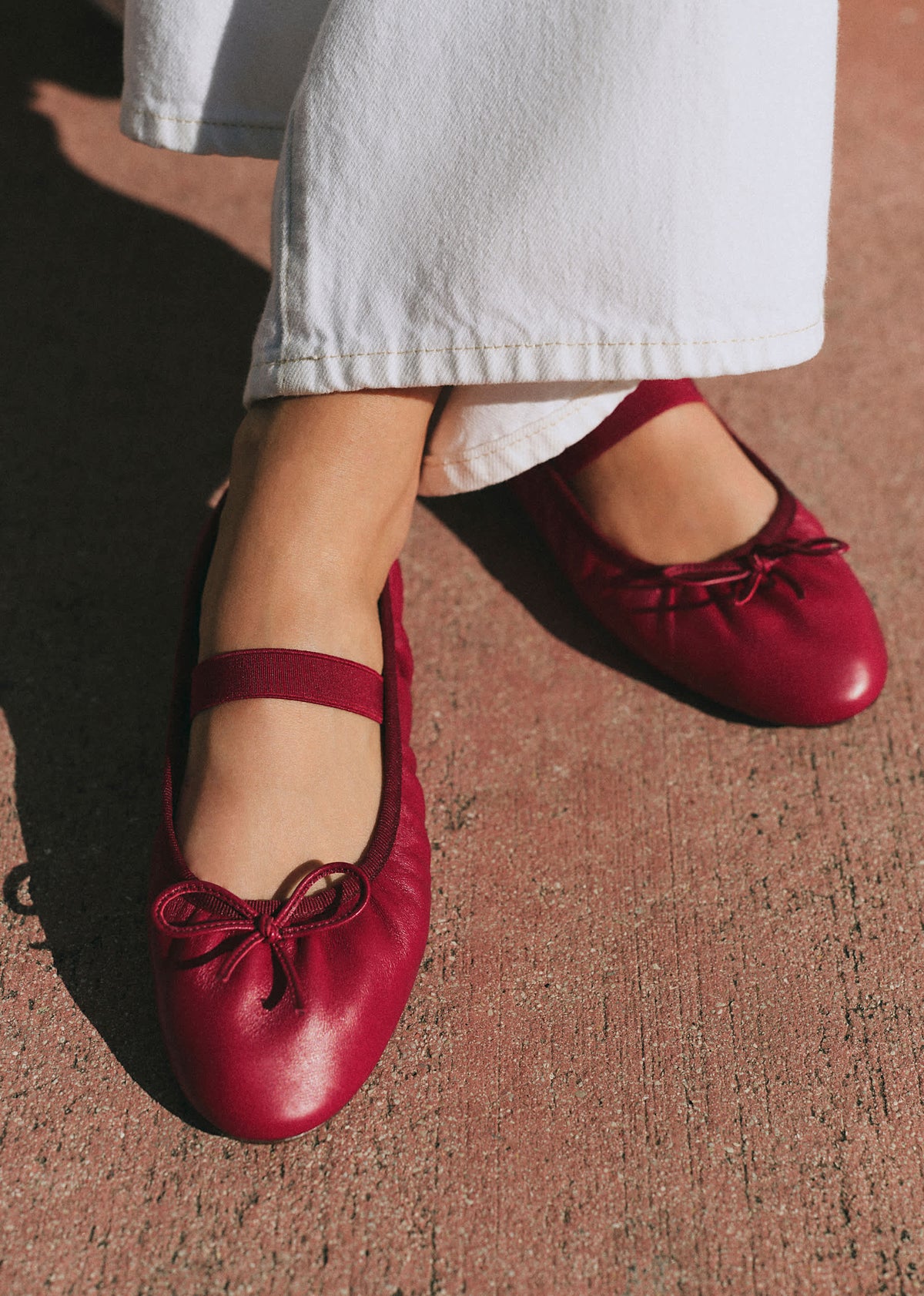 Ballerines Low Amélie - Cerise Lisse Plissé Élastique