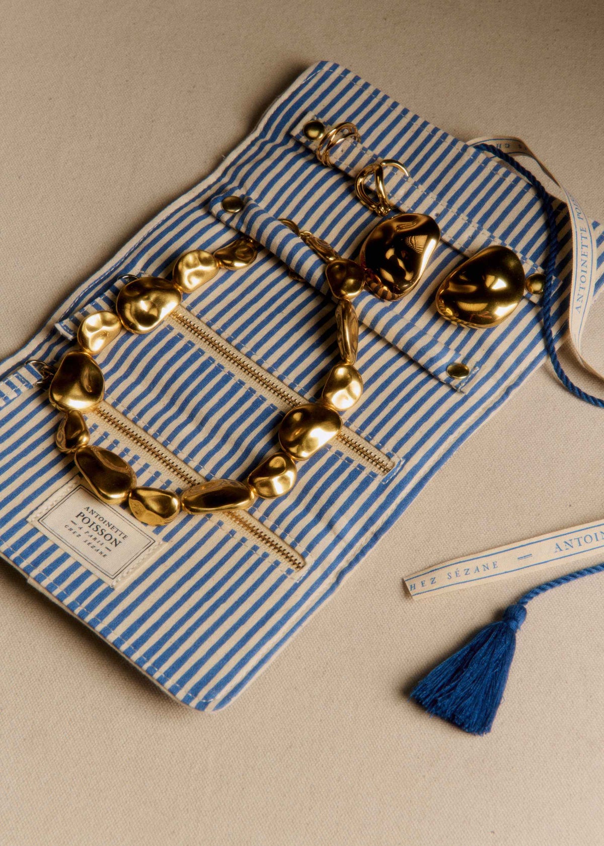 Pochette Bijoux - Sézane x Antoinette Poisson - Imprimé Oiseaux Bleus