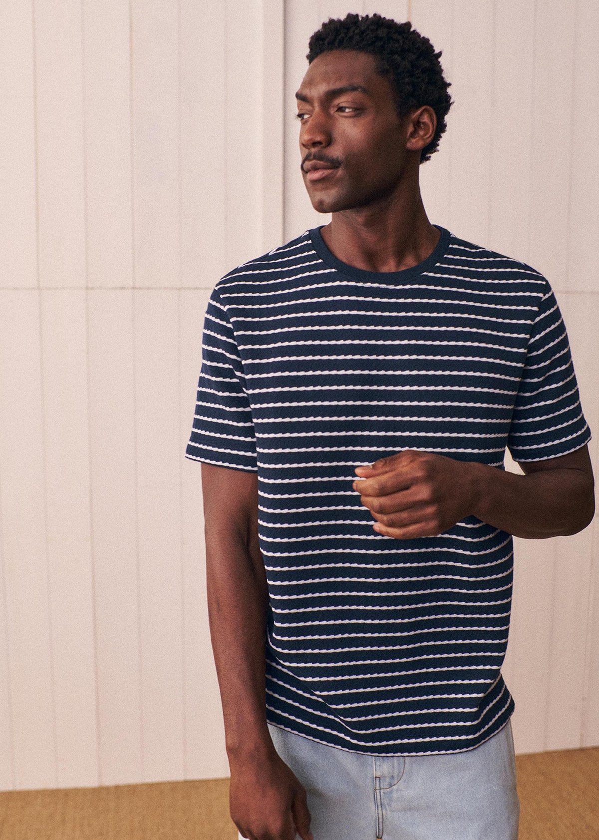 T-Shirt Varon - Marine Rayures Blanches