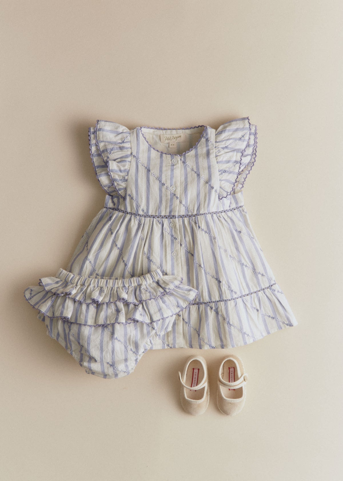 Bloomer Clélia - Rayures Lavande Broderie