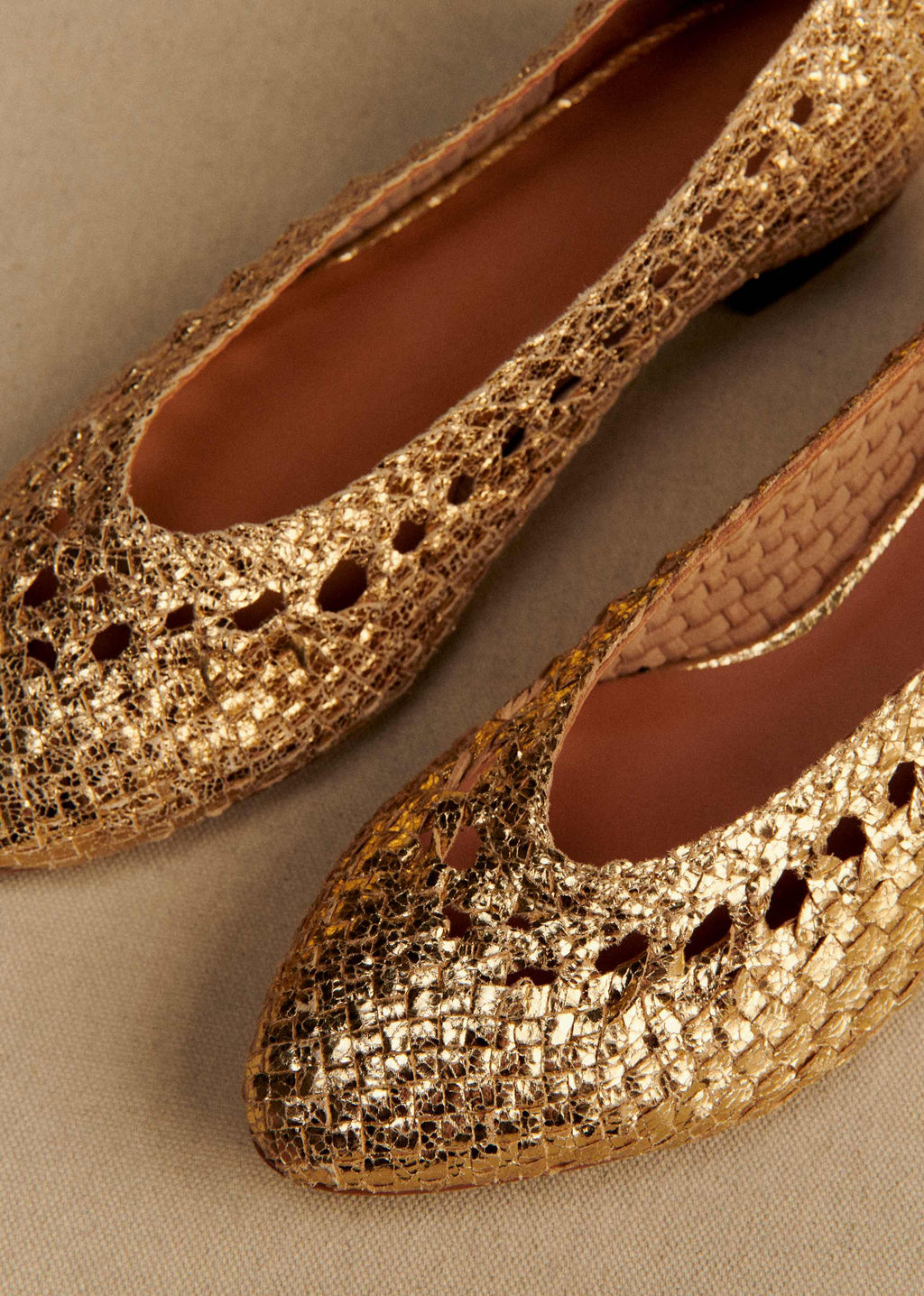 Ballerines Low Anya - Doré Lisse Tressé