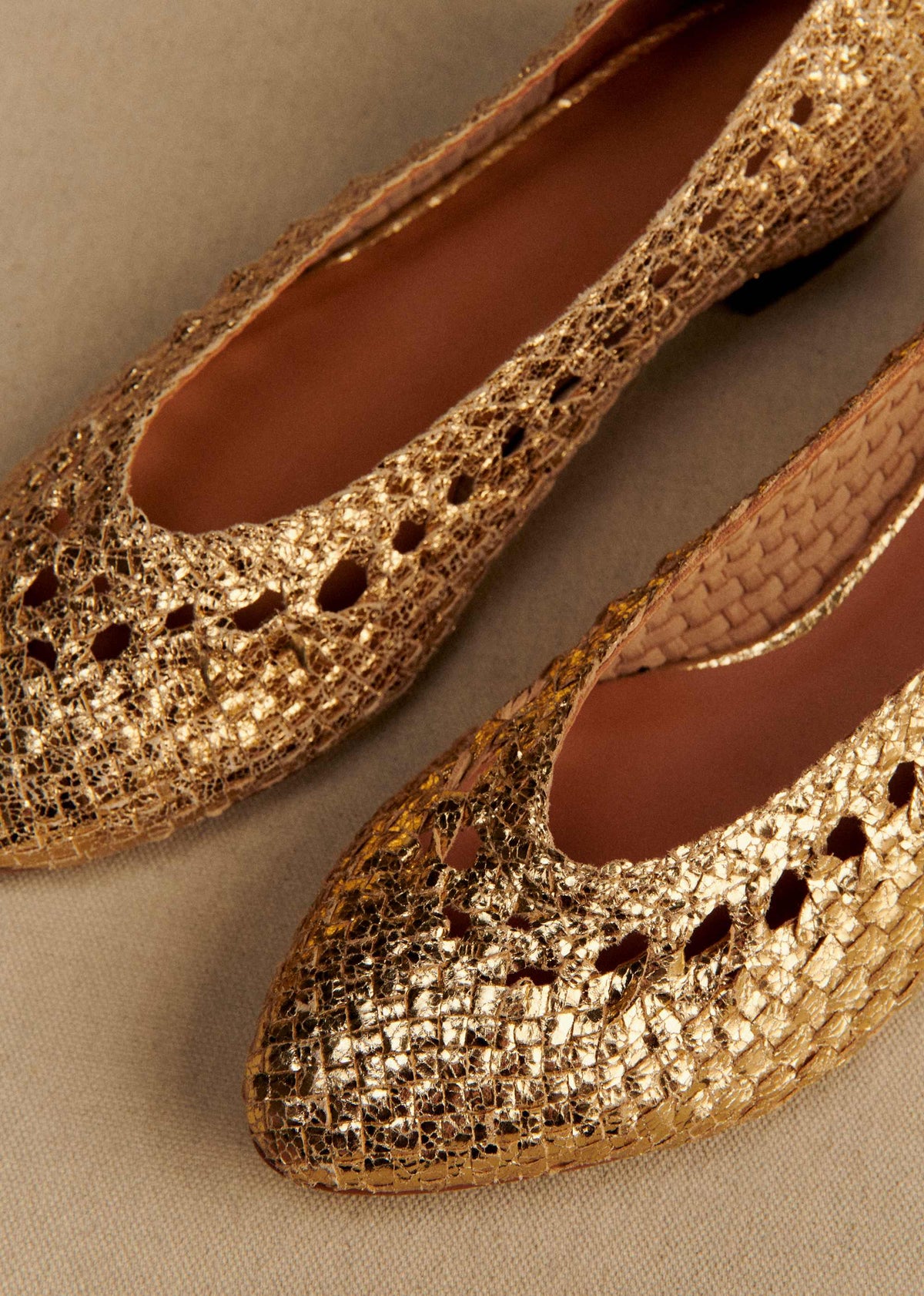 Ballerines Low Anya - Doré Lisse Tressé
