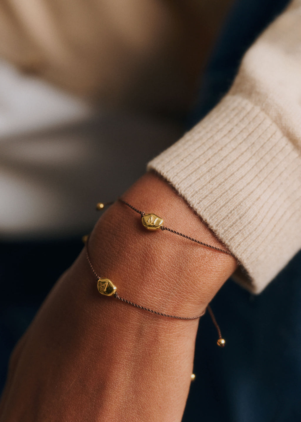 Bracelet Cléo - Chocolat - Lettre M