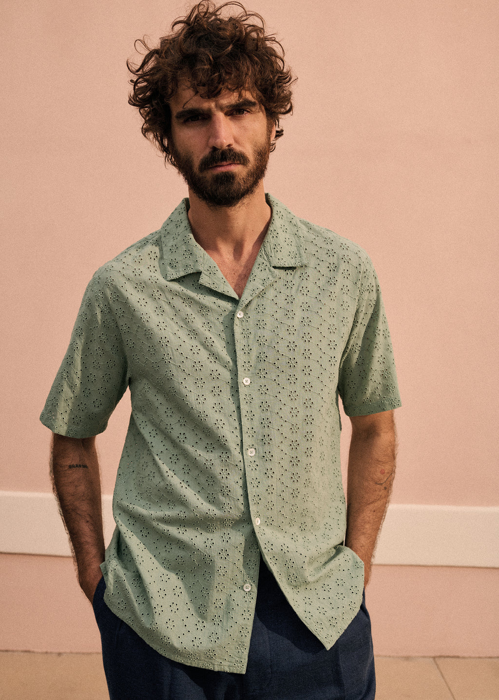 Chemise Holt - Broderie Vert Argile