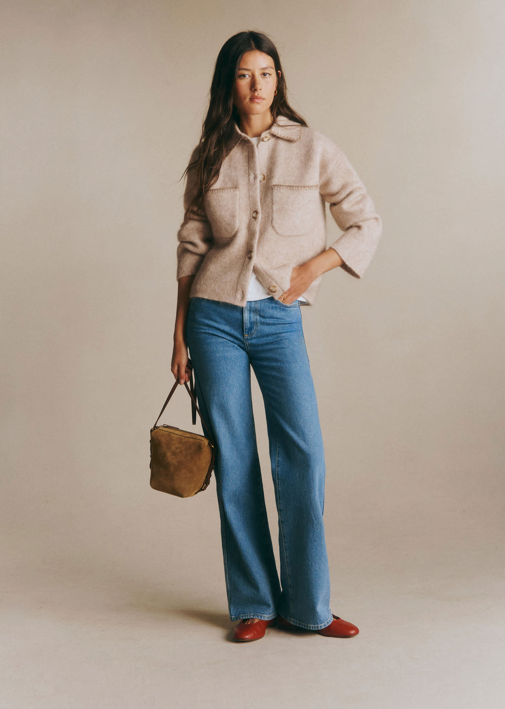 Veste Lucien - Beige Chiné Détails Taupe