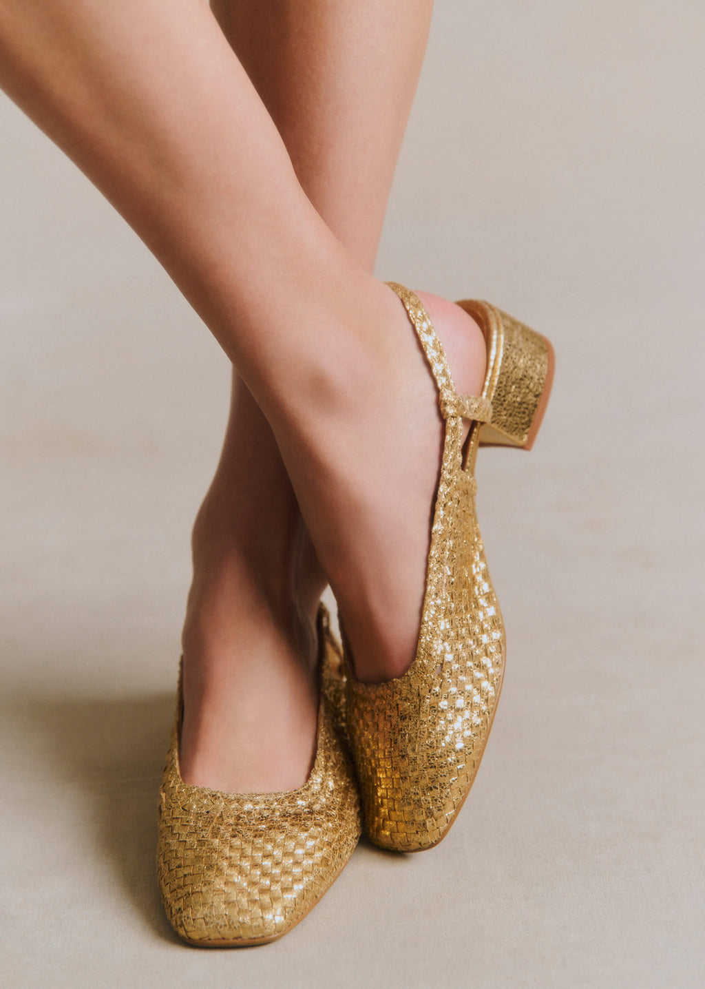 Escarpins Noemie - Doré Lisse Tressé