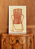 Oeuvre sur papier Caroline Beauzon - Grand format - Chaise bordeaux