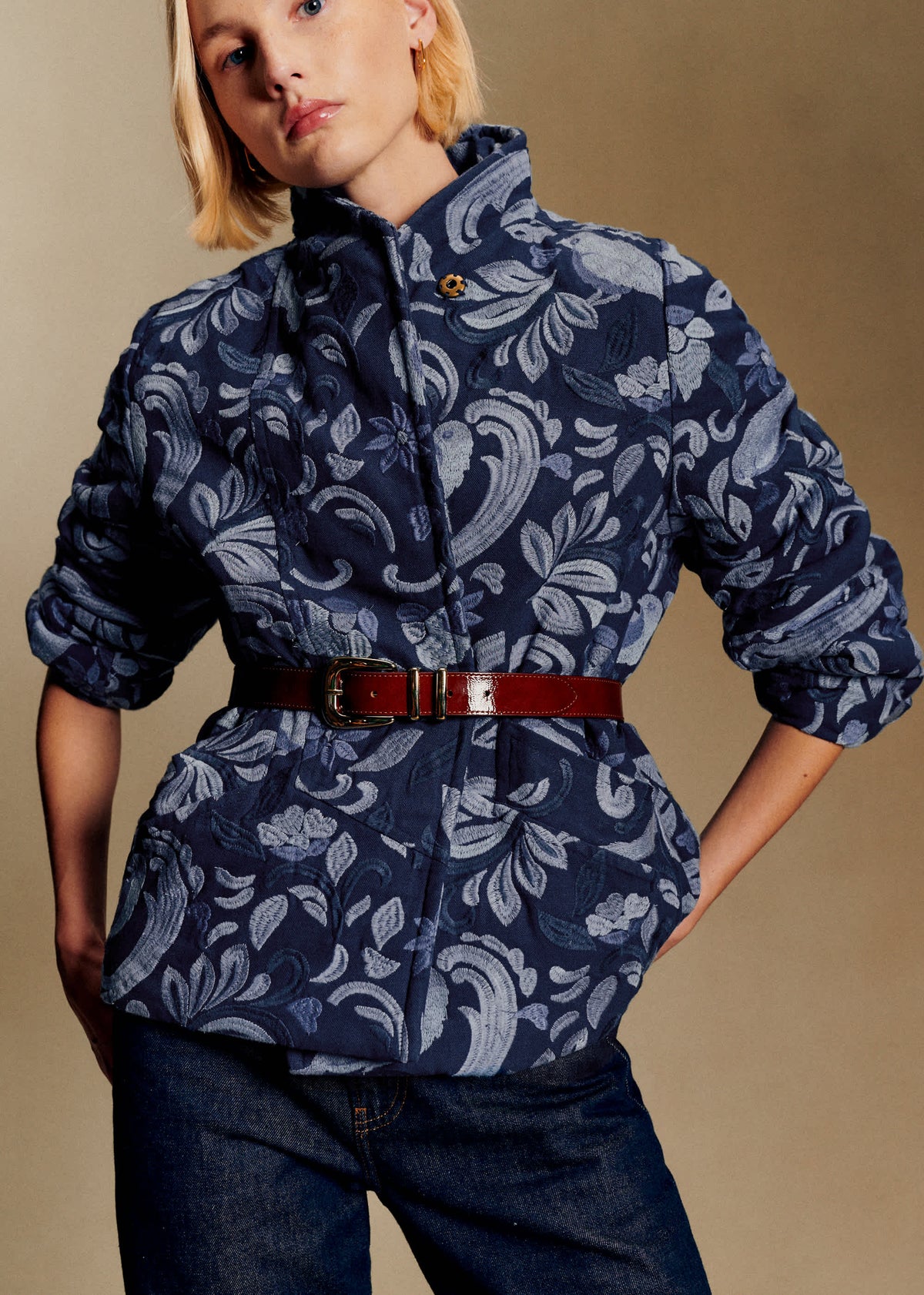 Veste Kalvin - Sézane x Antoinette Poisson - Bleu Denim Brodé