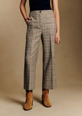 Pantalon Martin Crop - Pied de Poule Creme Kaki Brun Jaune