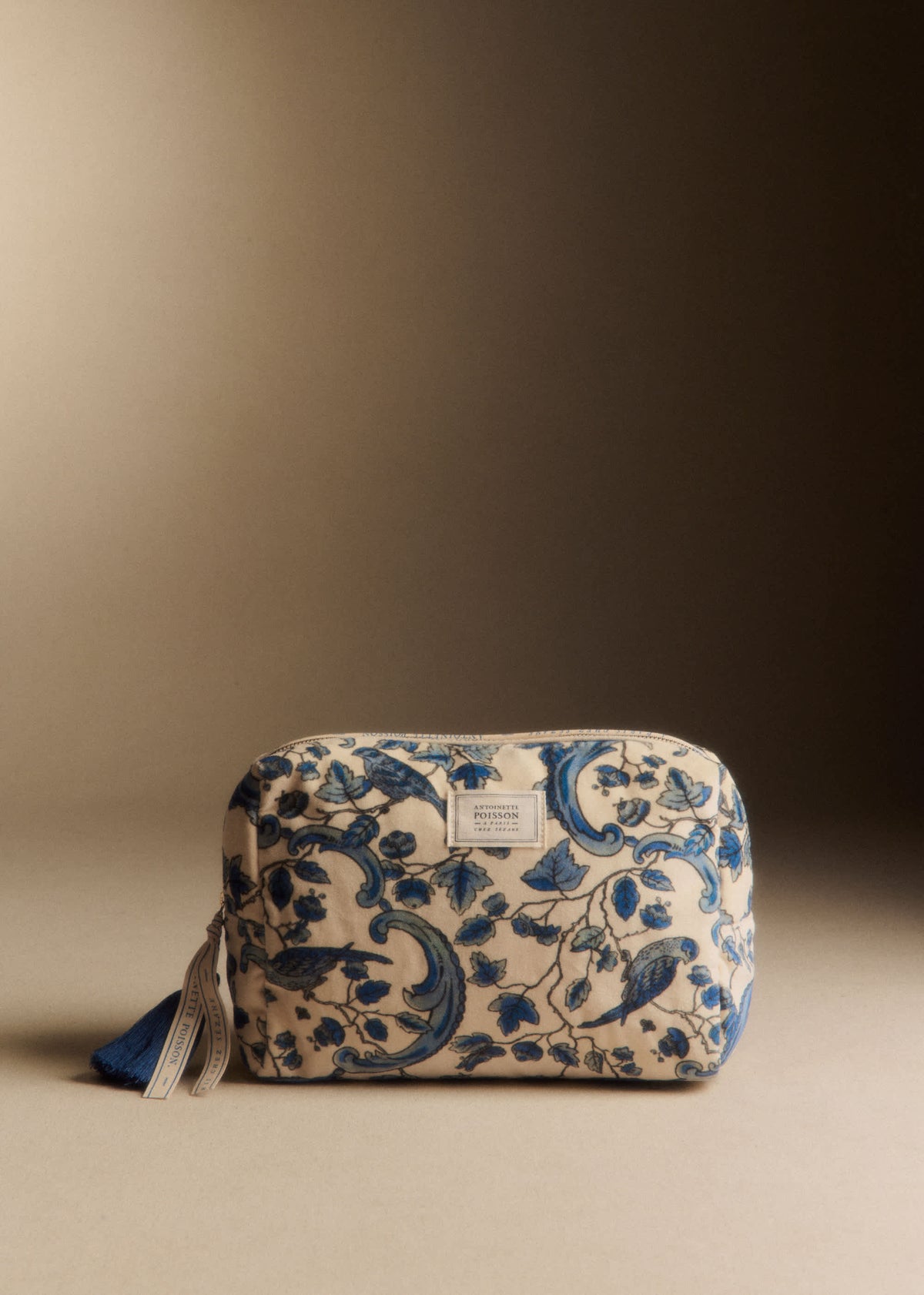 Trousse de toilette - Sézane x Antoinette Poisson - Imprimé Oiseaux Bleus