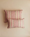 Coussin Tissé Rayures - Petit modèle - Rose et Ecru