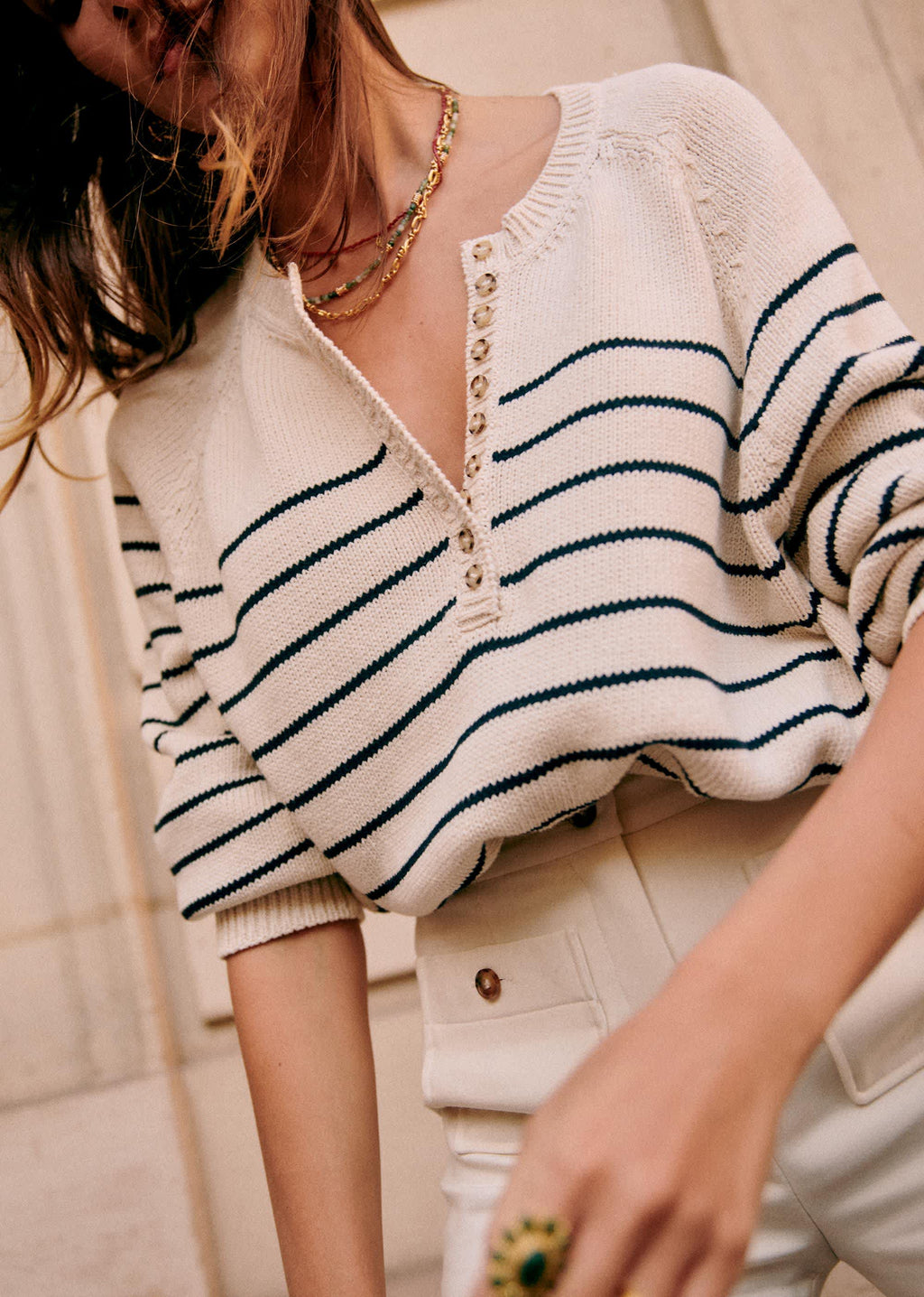 Pull Léontine - Ecru / Marine