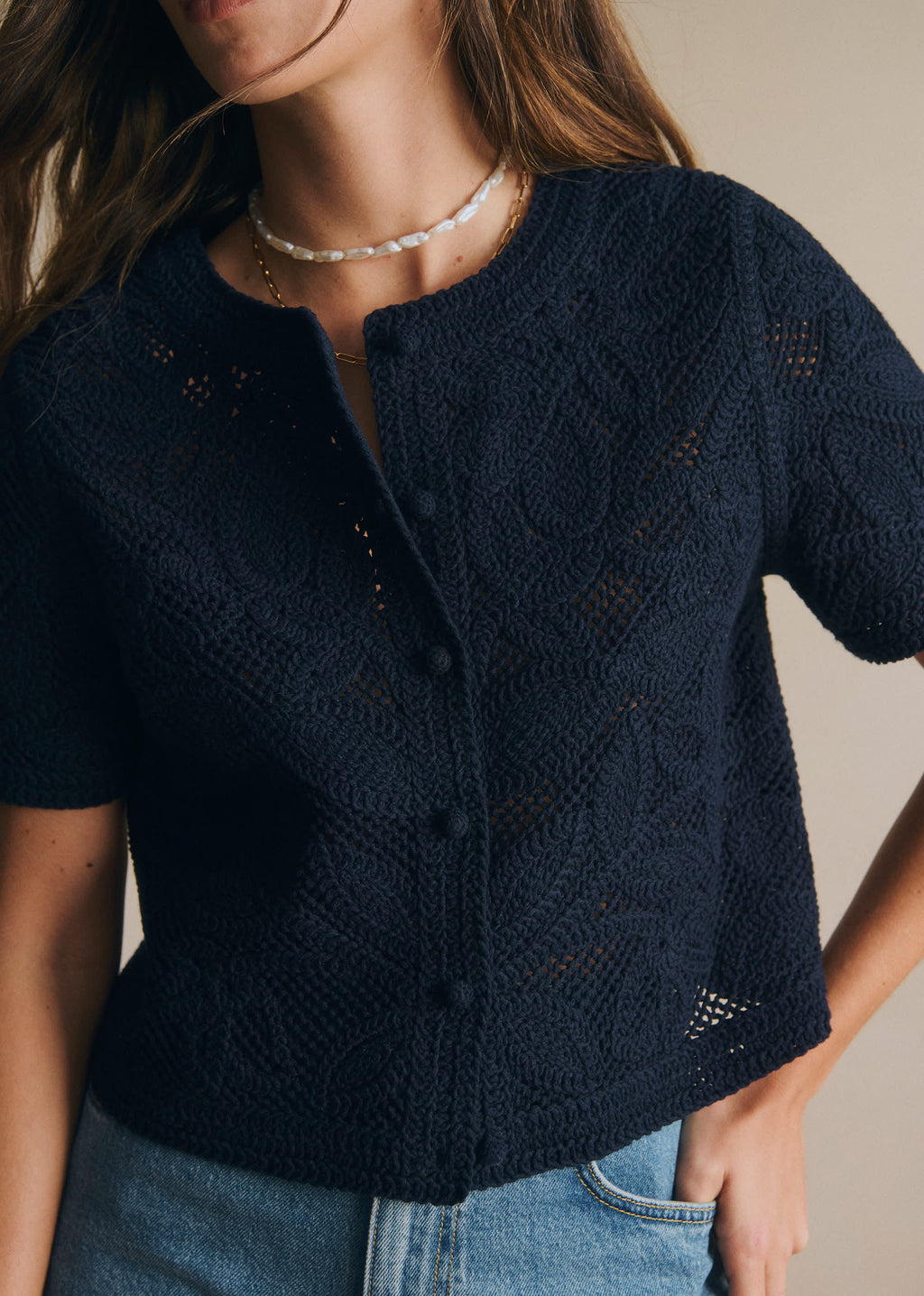 Chemise Norissa - Guipure Unie Marine