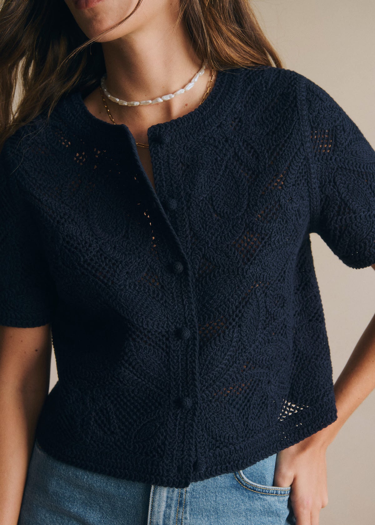 Chemise Norissa - Guipure Unie Marine