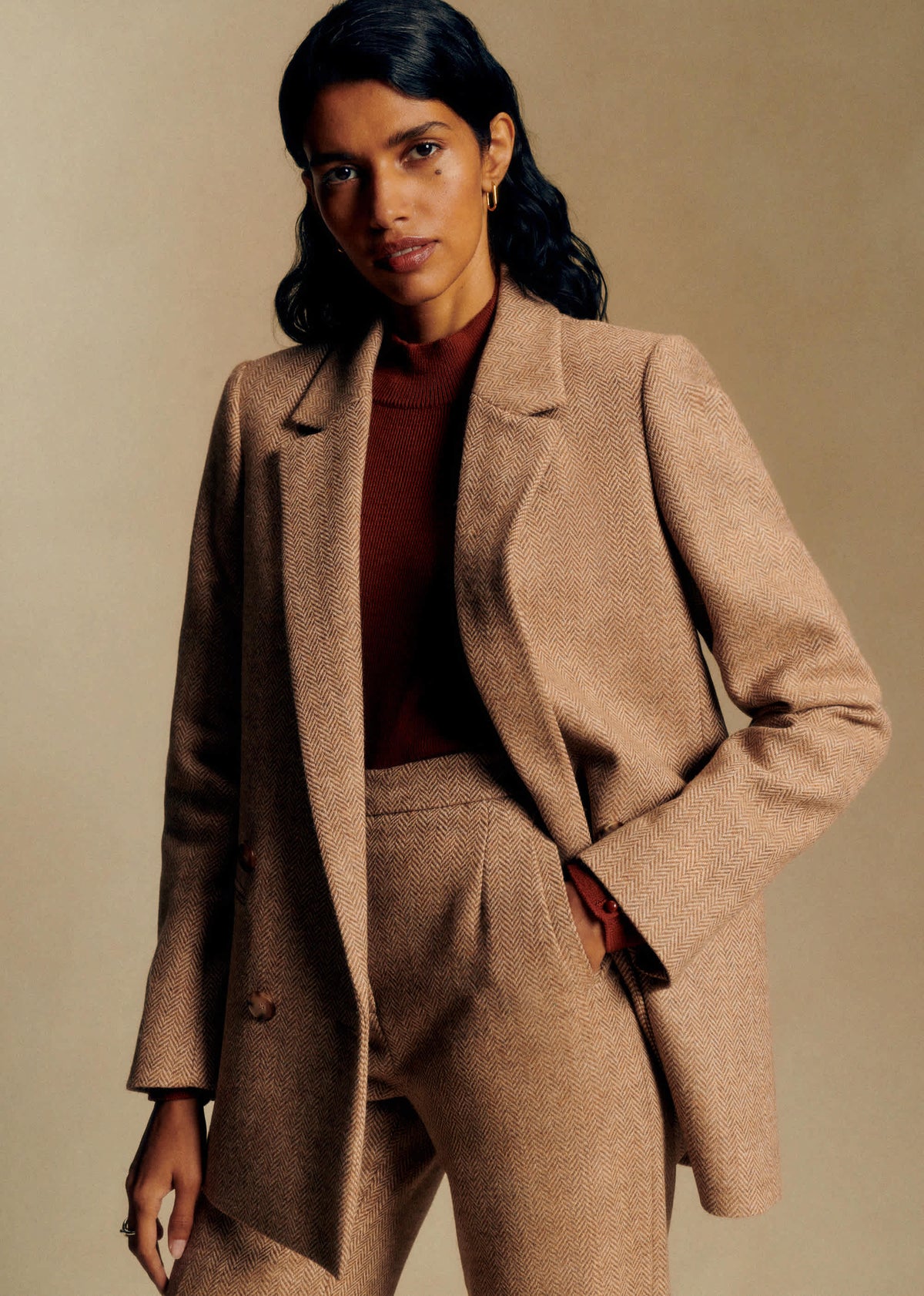 Veste Chelsea - Chevrons Camel Ecru