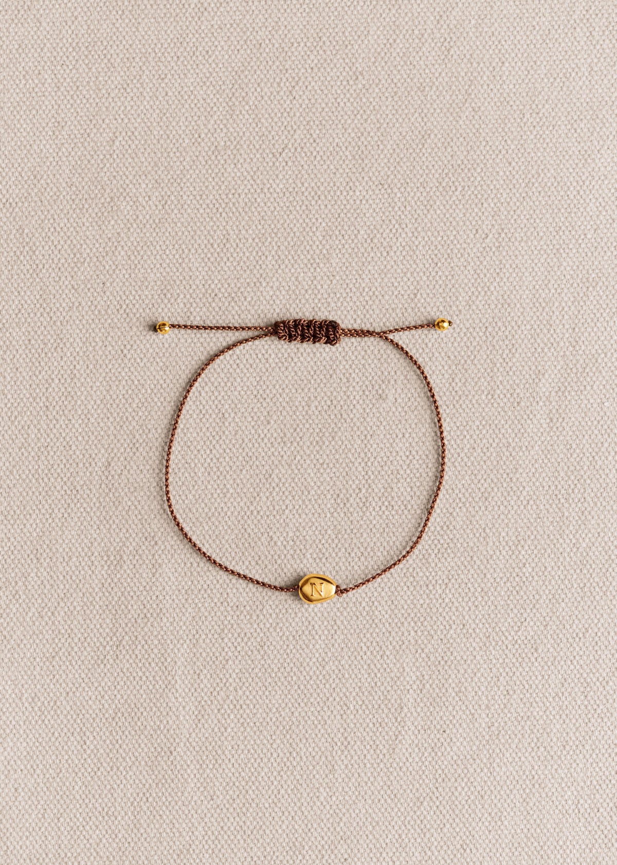 Bracelet Cléo - Chocolat - Lettre N