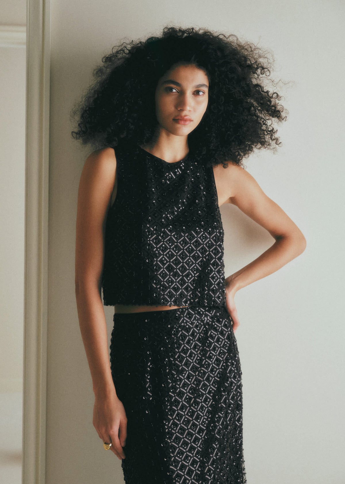 Top Doria - Sequins Noirs