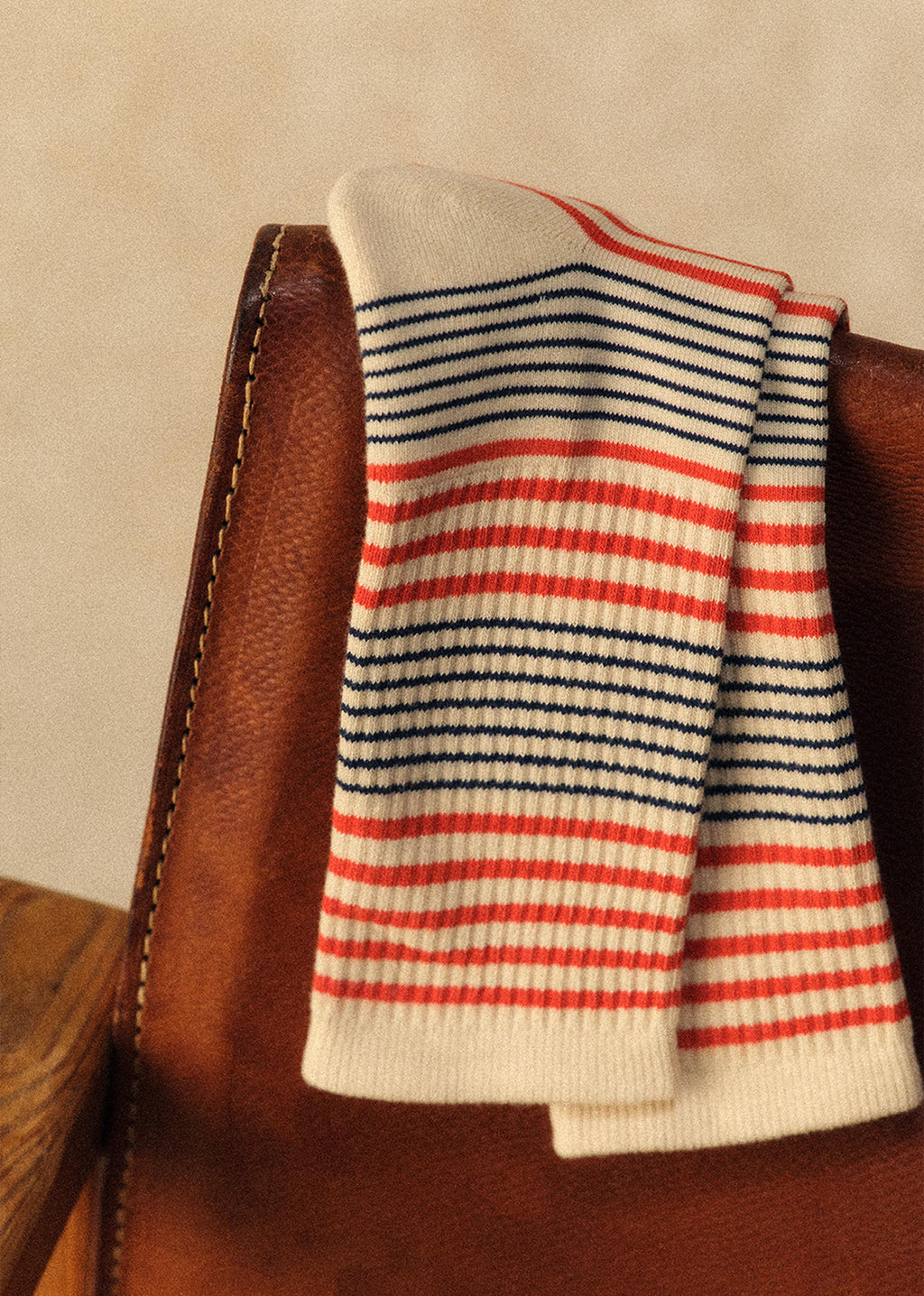 Chaussettes Mouss - Écru / Bleu / Rouille