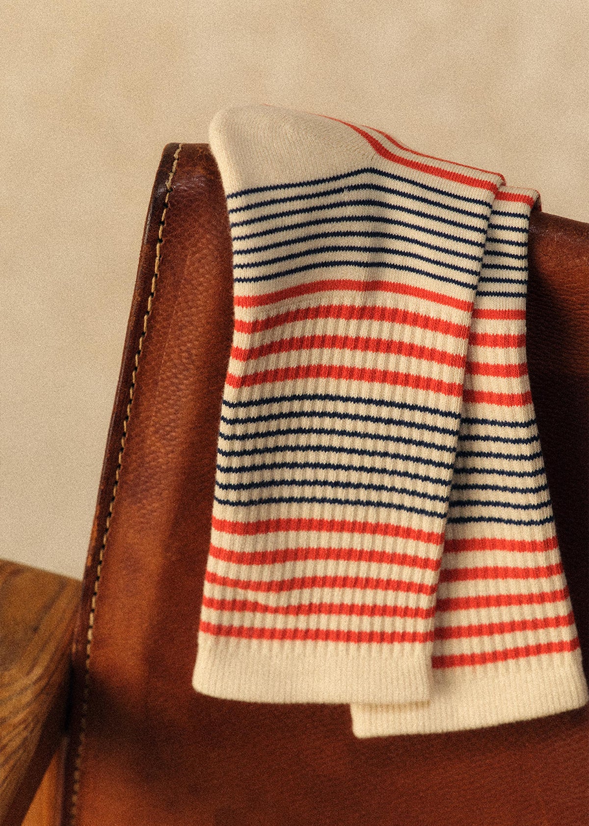 Chaussettes Mouss - Écru / Bleu / Rouille