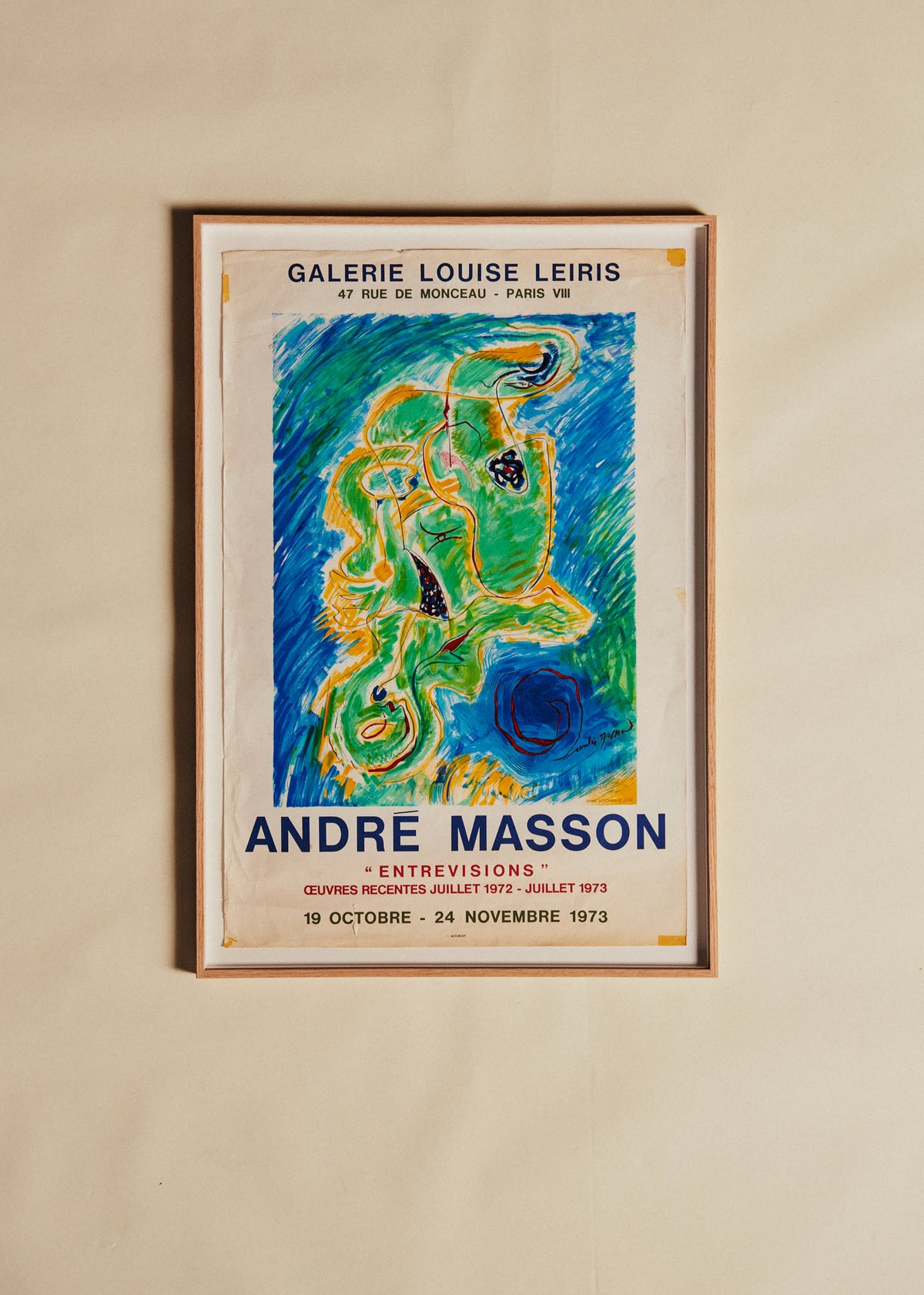 Affiche Galerie Louise Leiris, André Masson, 1973 - 58 x 84,5 cm