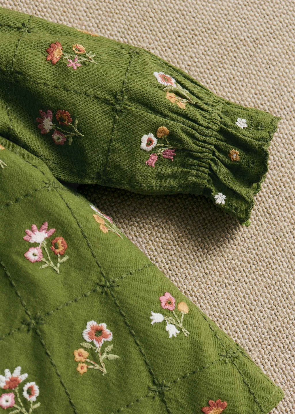 Robe Hélo - Olive / broderie herbier