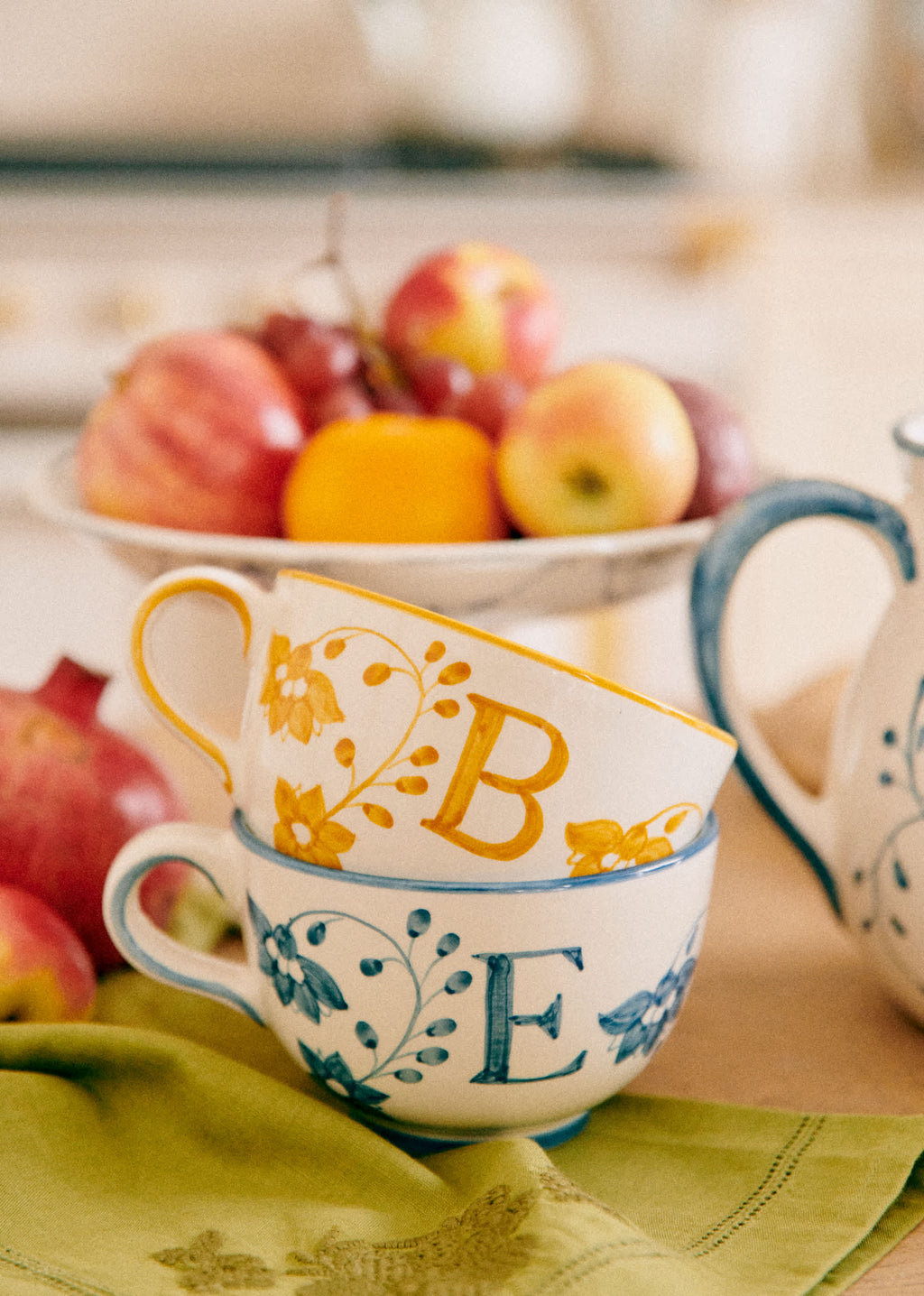 Tasse Poème - Bleu orage - Lettre E